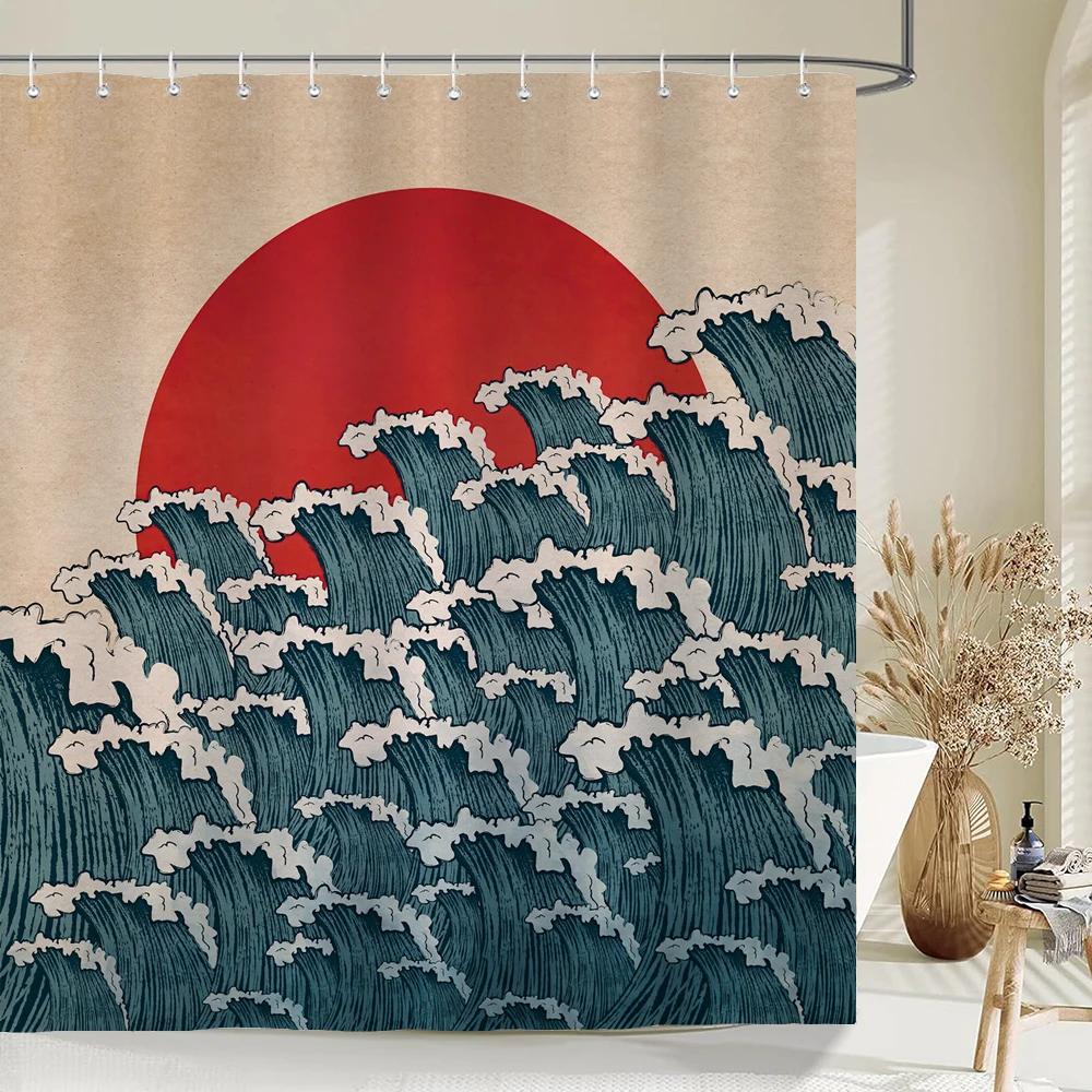 Waterproof Polyester Fabric Japanese flower scenery Shower Curtain Flower Printed Bathroom Curtains for Home Decoration Curtain