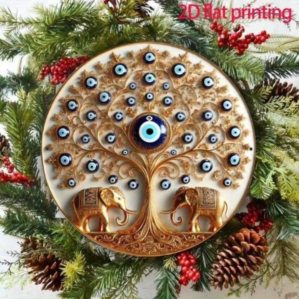 Vintage Tin Wall Art Evil Eye Sign Decorative Metal Hanging Home Decor