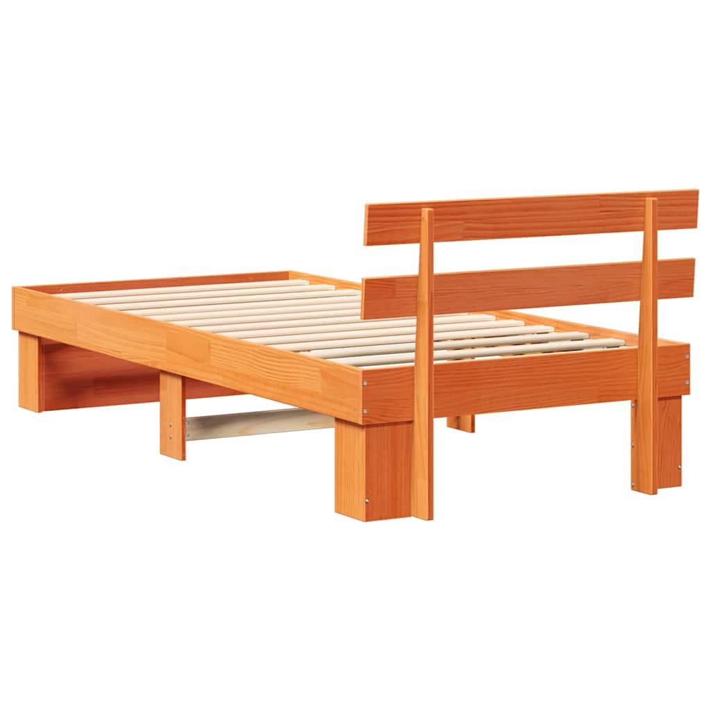 Bed Frame Wax Brown 90 x 200 cm Solid Pine Wood