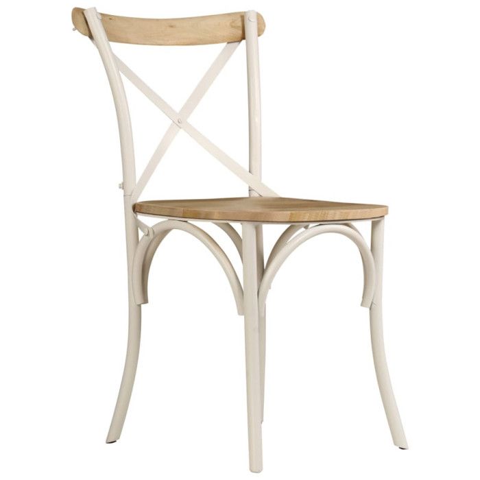 VidaXL 2x Bois Manguier Solide Chaise à Dossier Croisé Blanc Chaise de Cuisine 247315