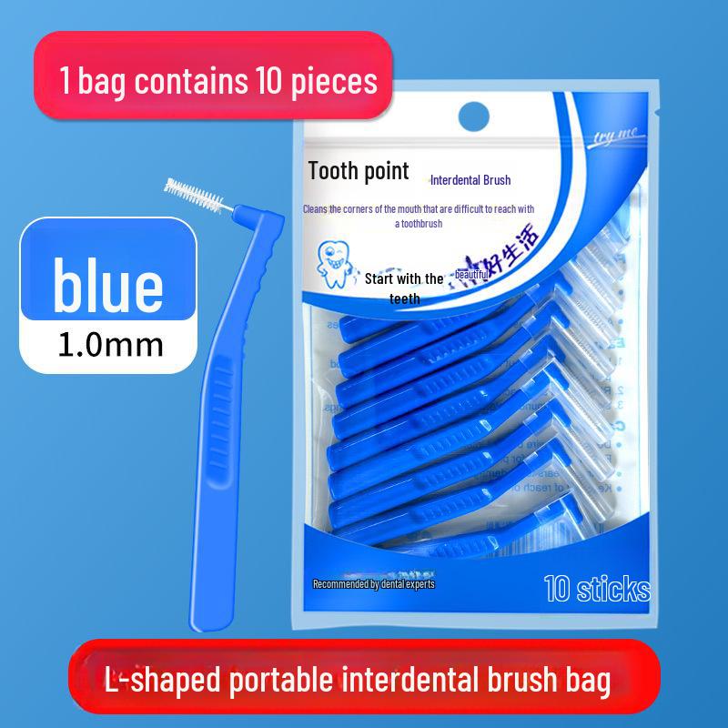 L-Shaped Interdental Toothbrush Set (10-Pack) with Wire Bristles