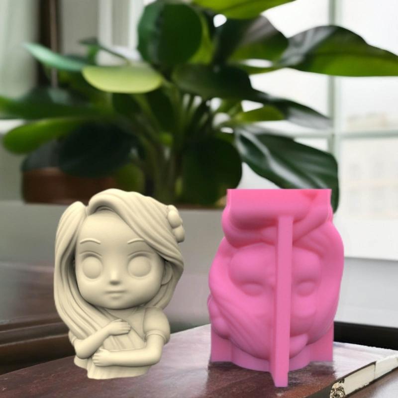 Little Girl Shaped Planter Mold Flowerpots Molds Silicone Concrete Mould Hand-Making Supplies for DIY Flowerpot Crafting