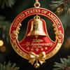 3Pcs Christmas Tree Pendant U.S. 250th Anniversary Bell Ornament Festive Atmosphere Creators with Hanging Rope