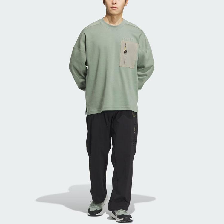 Adidas X National Geographic Crew Sweatshirt American Vintage Color Block Pocket Loose Sports Outdoor Round Neck Men Sweatshirt IS9525