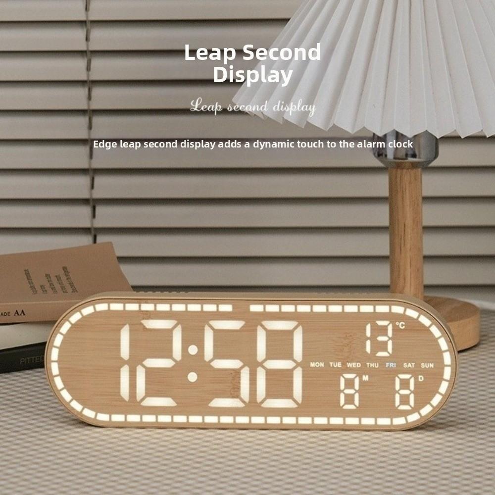 Minimalist Design Digital Wall Clock Silent Operation Nordic Style Alarm Clock Hanging Mount Temperature Date Display