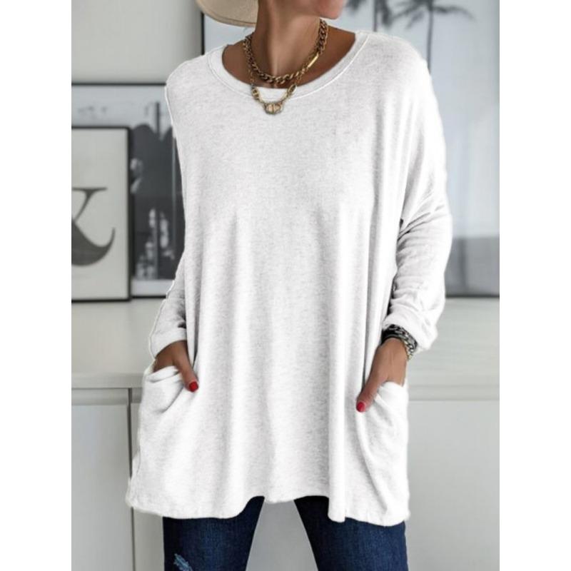 

Round Neck Long Sleeved Loose Casual Women s T-shirt XXL