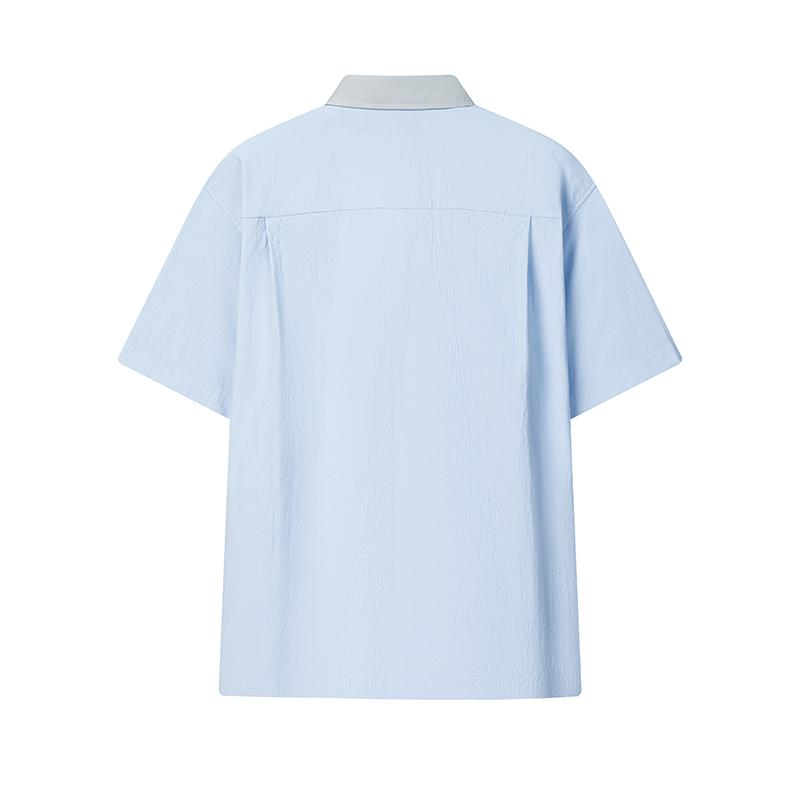 Fila × KOLOR BEACON Fashionable Versatile Shirt Men Shirts Sky-Blue F11M636401FLB