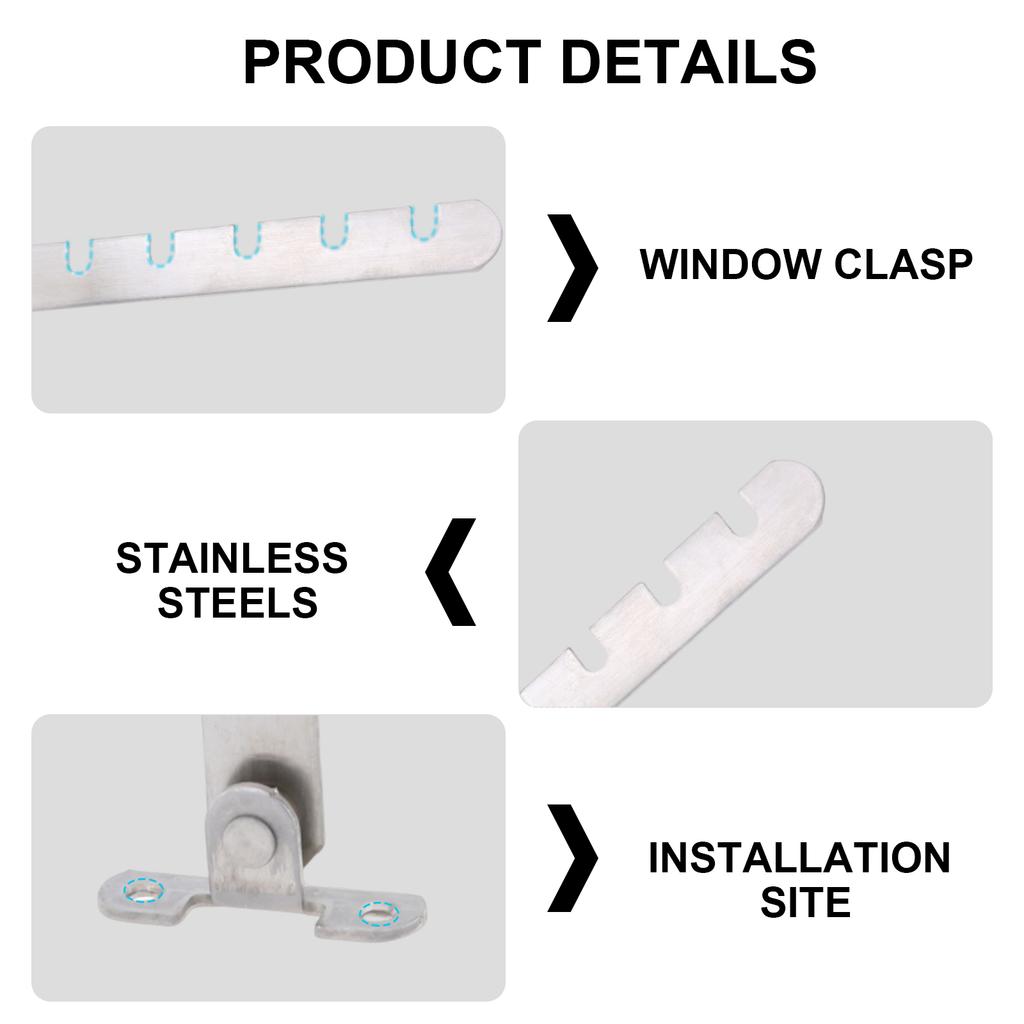 2Pcs Window Restrictor Latch Adjustable Window Limiters Stainless Steel Window Lock for Home Office Easy To Install