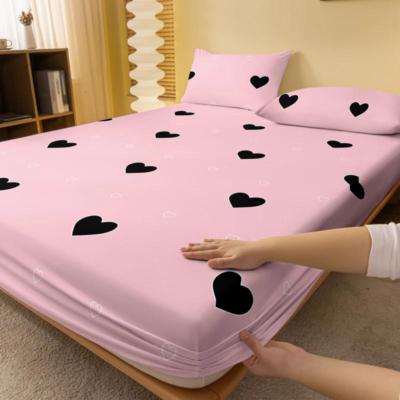 Piece 1 Of Heartfelt Rhinoceros Powder Brushed Bedsheet, Bedroom Printed Bedspread, Bedding Excluding Pillowcases