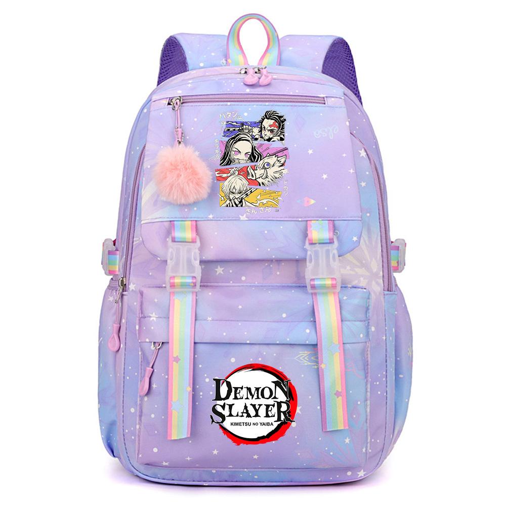 Roztomilý anime batoh s potiskem Demon Slayer pro dospívajícího studenta Školní taška Velkokapacitní Vodotěsná Cestovní taška Dárek