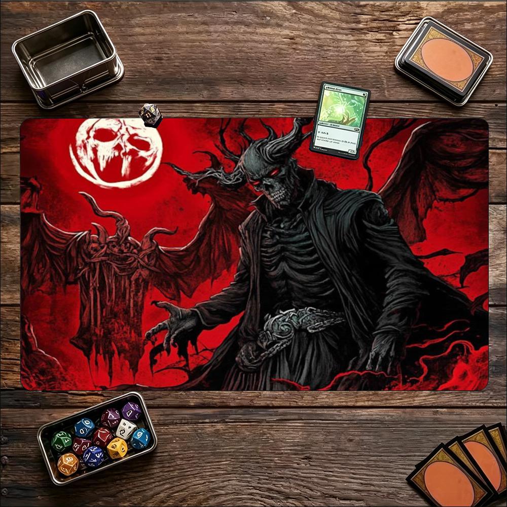 Gothic Hell Demon Skull Art Nonslip Rubber Game Playmat Smooth Table Mat For Tabletop Card Game Desktop Gaming Daily Use
