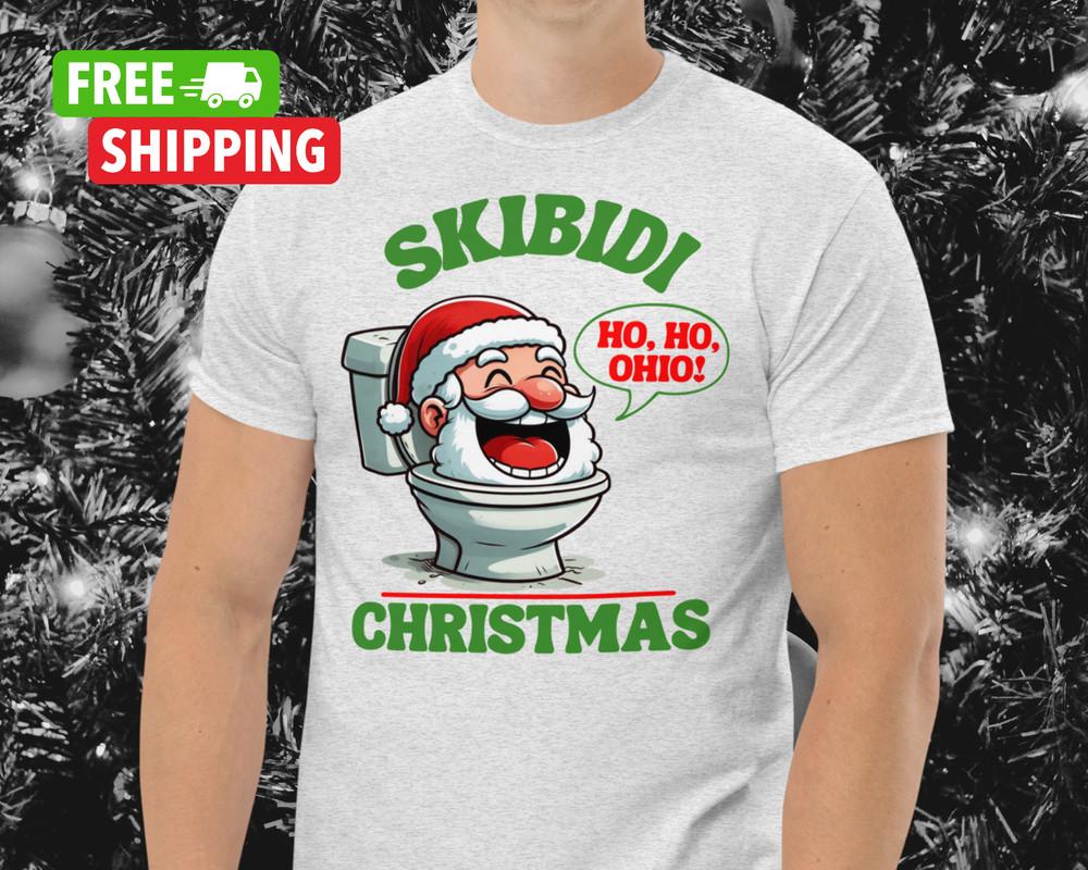 

NEW Skibidi Christmas Shirt Funny Santa Claus Shirt Toilet Meme Shirt Ohio Rizz Unisex T-Shirt XXL