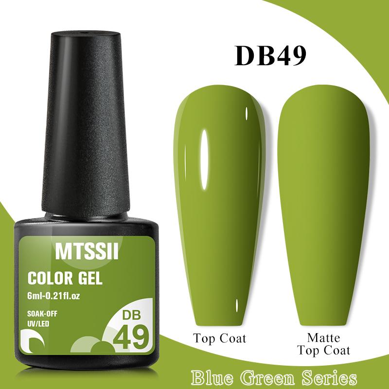 

MTSSII 6 мл Гель-лак для нігтів Яскраво-блакитний зелений напівперманентний Gellack Nail Art Manicure Glitter Soak Off UV LED Гель для нігтів своїми руками 1 пляшка DB049