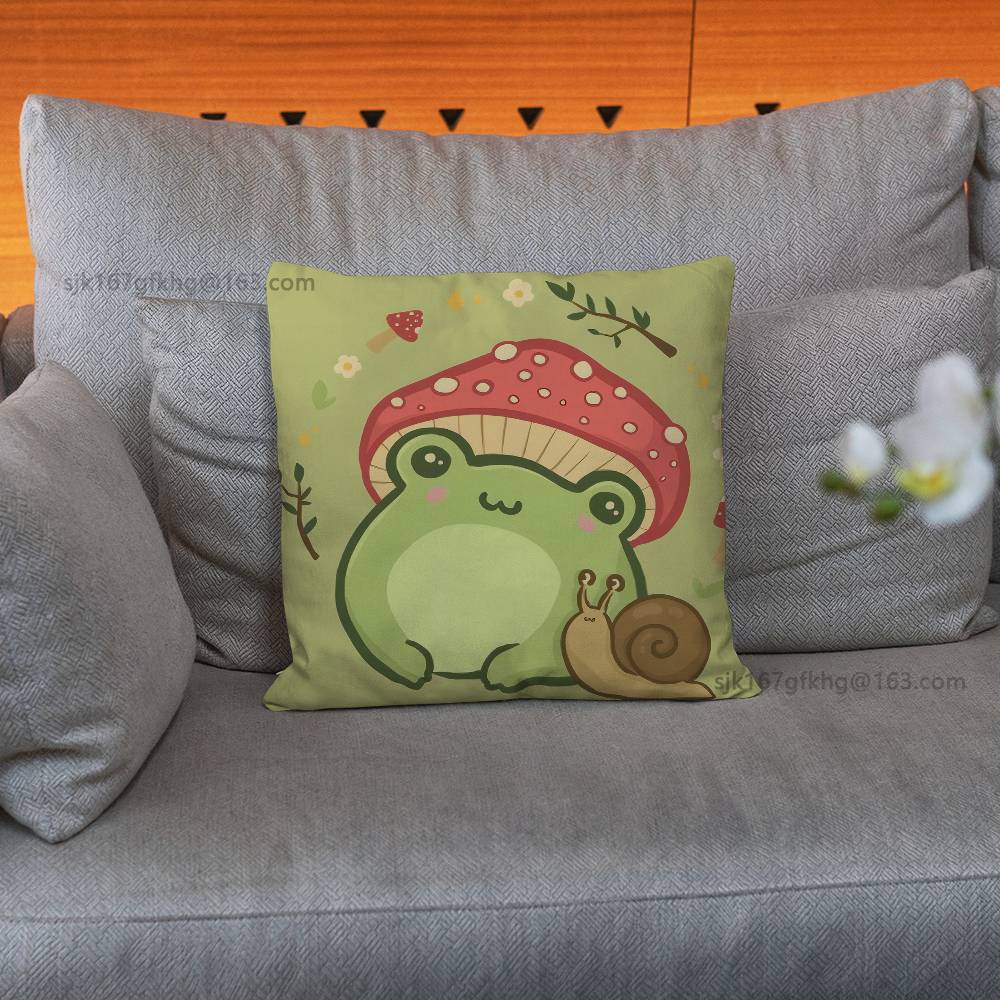 Cartoon Frog Pillow Cover Living Room Sofa Cushion Cover Bedroom Room Bed Pillow Cover Home Decoration