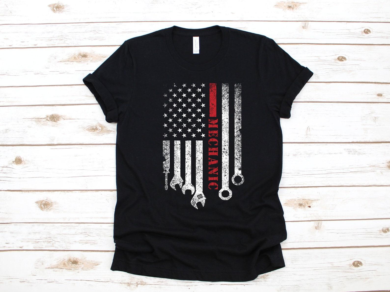 Car Mechanic American Flag Shirt | USA Auto Mechanic T-Shirt | Tank Top | T-shirt | T-shirt |T-shirt | Diesel Fathers Day Gift S