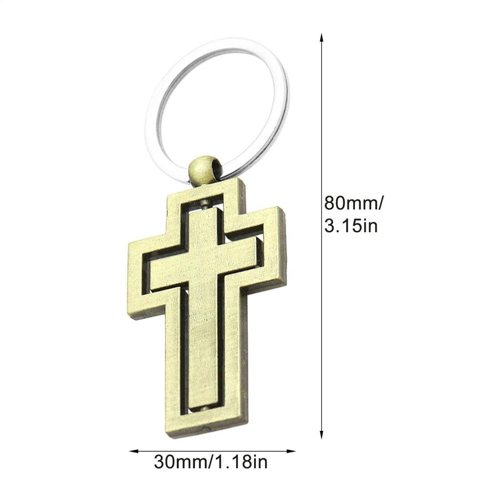 360 Rotating Crosses Keychain Metal Hollow Car Key Pendant Waist Hanging Key Holder Religious Belief Souvenir Gift