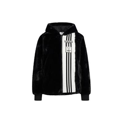 Originals Adibreak Chaqueta con Capucha Patchwork Colorblock de Piel para Mujer Ropa Exterior Negra IC8130