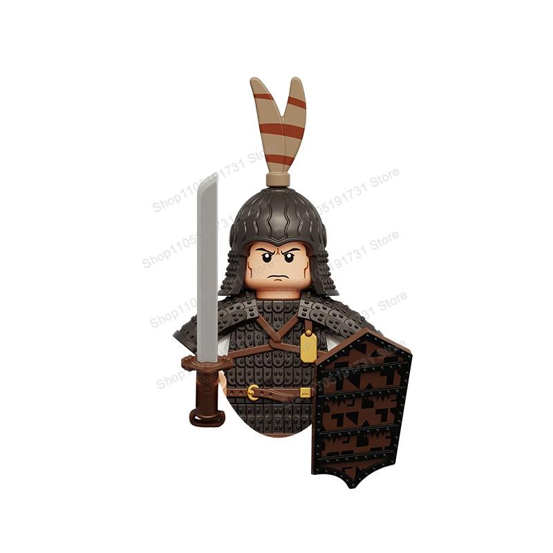 MOC Chinese Soldier Figures Building Blocks Shangzhou Dynasty Qin Dynasty Castle Warrior Knights Army Accessories Bricks Toys