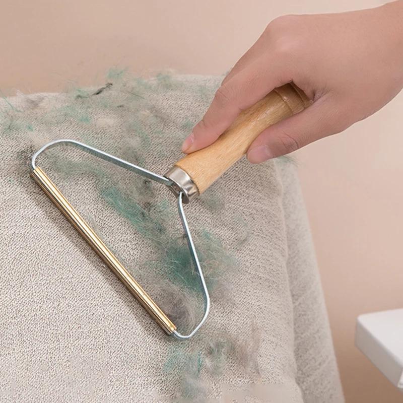 Portable Lint Remover Wooden Handle Brush Scraper Cleaning Tools for Animals Carpet Wool Coat Fuzz Fabric Pellet Manual Shaver
