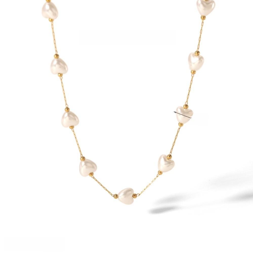 Style Heart Pearl Necklace For Women With Star Pendant And Olink Chain