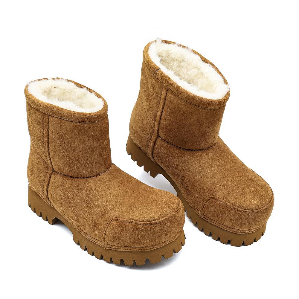2025 Winter Fleece-Lined Big Head Snow Boots, Non-Slip Thick Sole, Height-Increasing, Pull-On Fashion.
