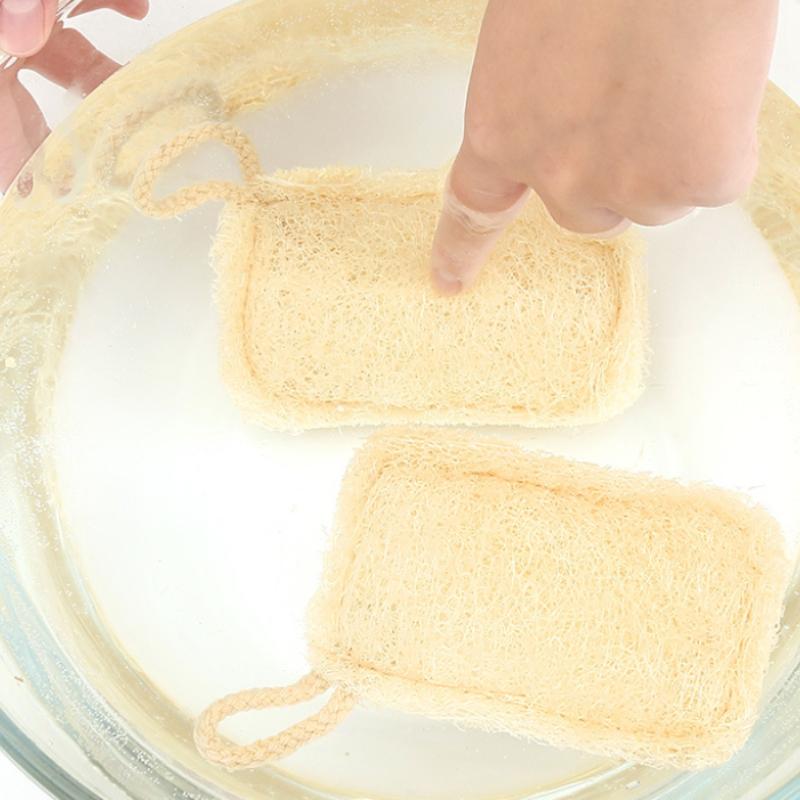 6pcs Natural Luffa Dish Towel Washing Cloth Sponge Loofah Scrub Pad Dish Pot Oil Stain Removing Scrubber Kitchen Clean Brushes P