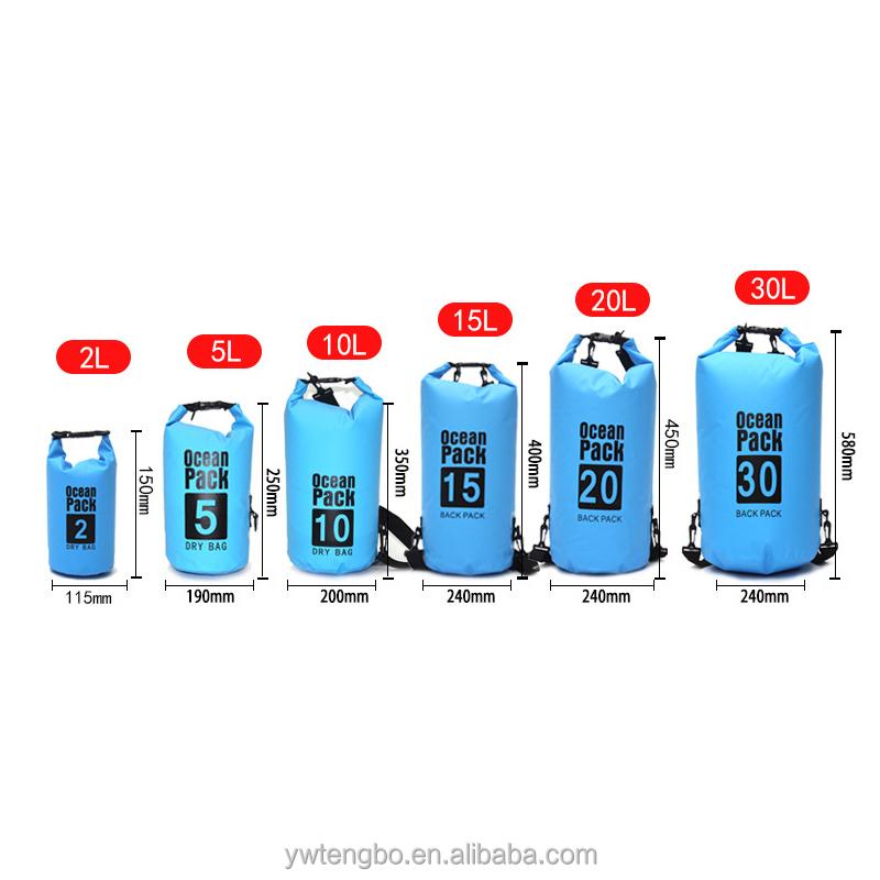 Customizable PVC Waterproof Dry Bag for Beach Swimming Outdoor Activities Dry Gear Storage-1L 3L Capacity Stock Sizes 2L 30L