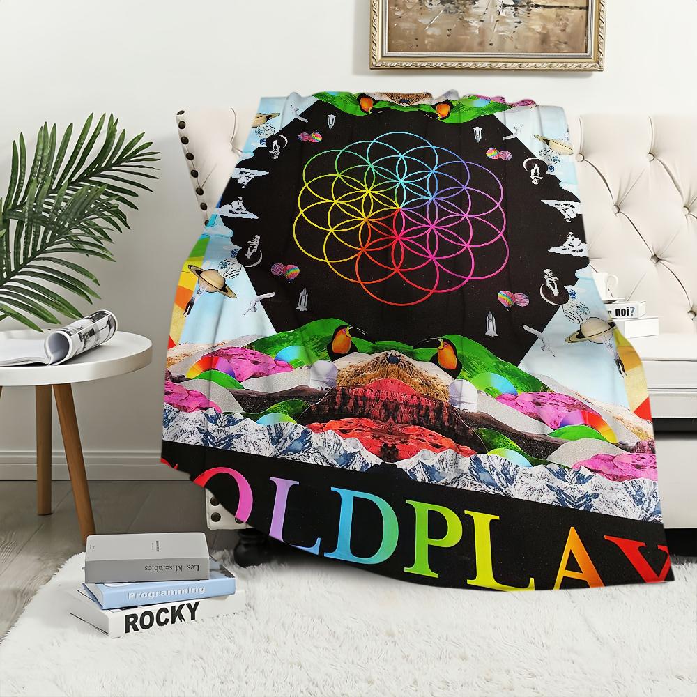 Coperta Peluche Moon Music di Coldplay Tappeto Morbido per Sonnellino Divano Soggiorno Caldo Ufficio Camera da Letto Compleanno Casa Viaggio Regali per Bambini
