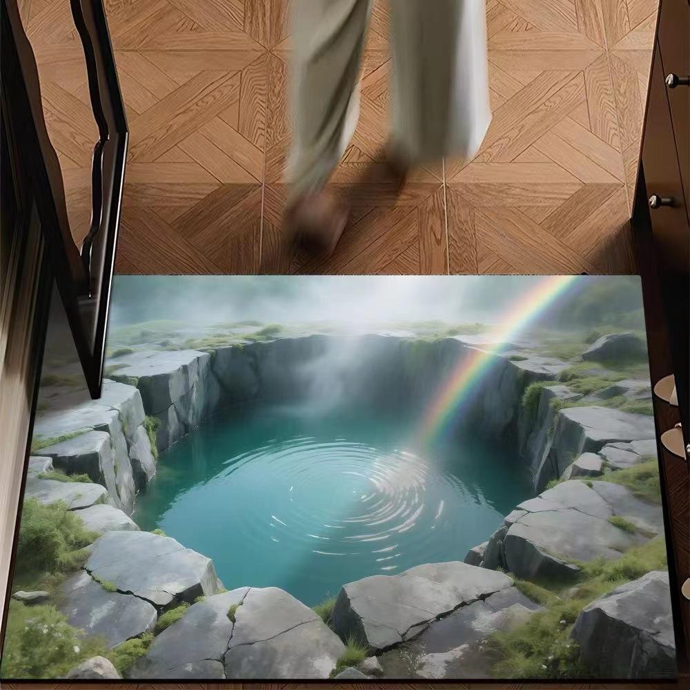 Creative Ice Cave Design Doormat Playful Glacier Cave Theme Pattern Non Slip Entrance Rug for Living Room Bedroom Entrance Decor