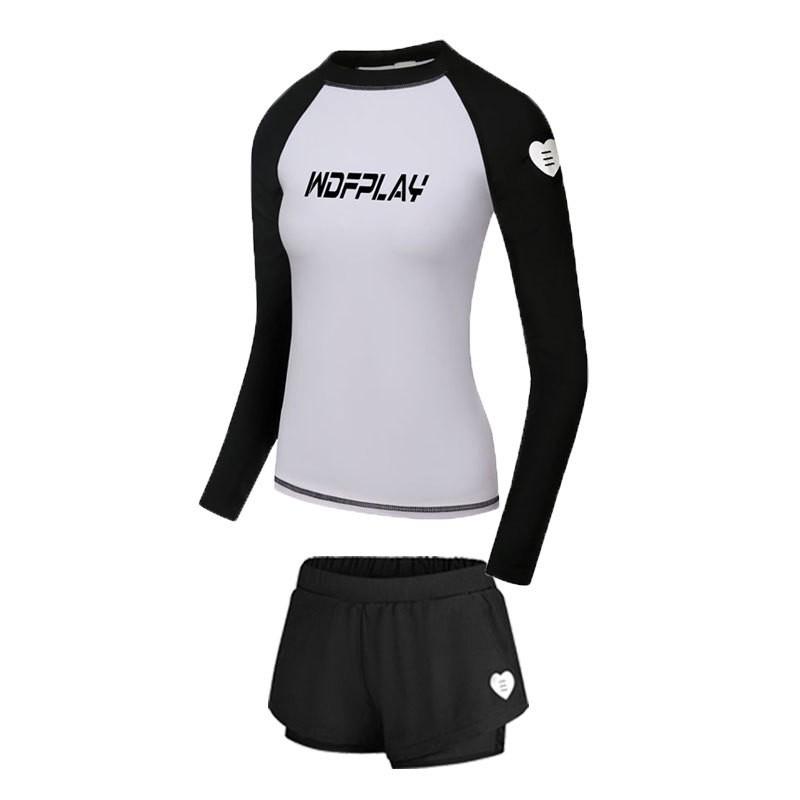 Womens UV Protection Rash Guard Set Long Sleeve Top Pants Surfing Snorkeling Diving Water Sports