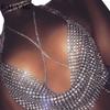 Kvinners diamanter lavt snitt ryggløse glitrende diamanter Tie Chain Halter Deep V Neckless Topp