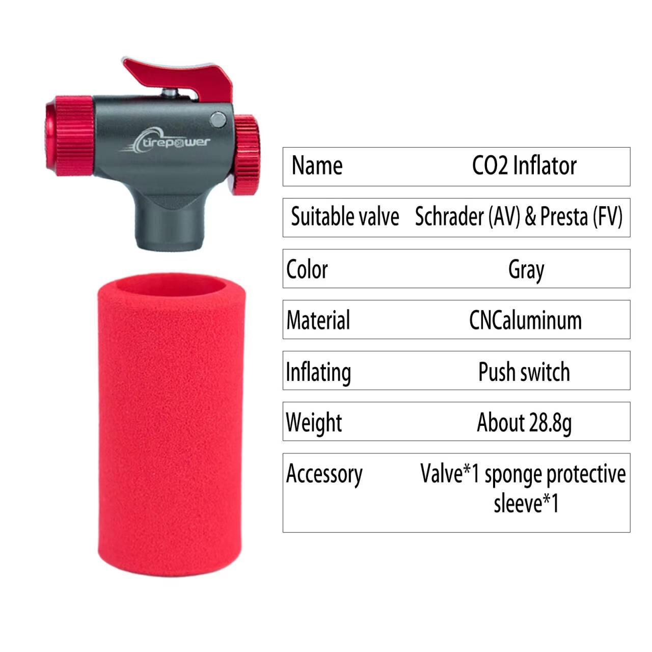 Portable Co2 Bike Tire Inflator Bike Pump Presta & Schrader Valve Compatible for Road & Mountain Bikes No Co2 Cartridges Include CO2-A10-Grey