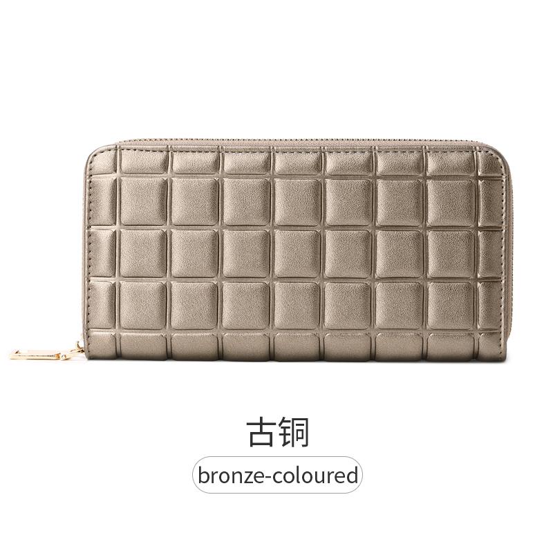 

Elegant Quilted Women s Wallet Daily Portable Solid Color Multi functional Check Book Credit Card ID Card Cash Long Wallet