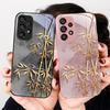 Golden Bamboo Black For Samsung Galaxy S23 U Ltra 24 Plus S20 21 FE S25 Ultra A70 A72 73 51 52 53 Tempered Glass Phone Case