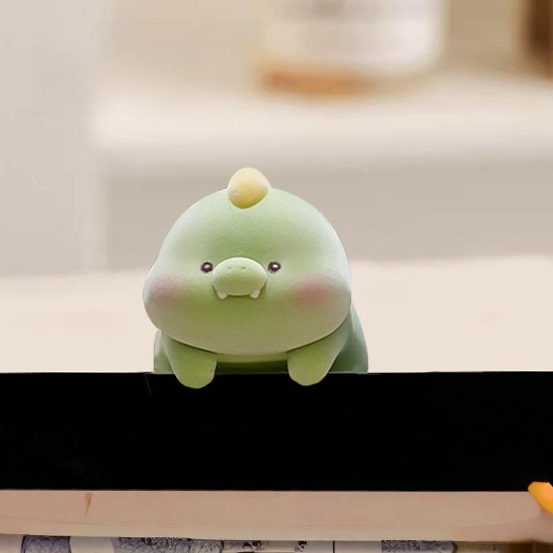 1Pc Screen Animal Model Elephant Cartoon Center Console Doll Flocking Computer Monitor Decoration Panda Dog Desk Ornament