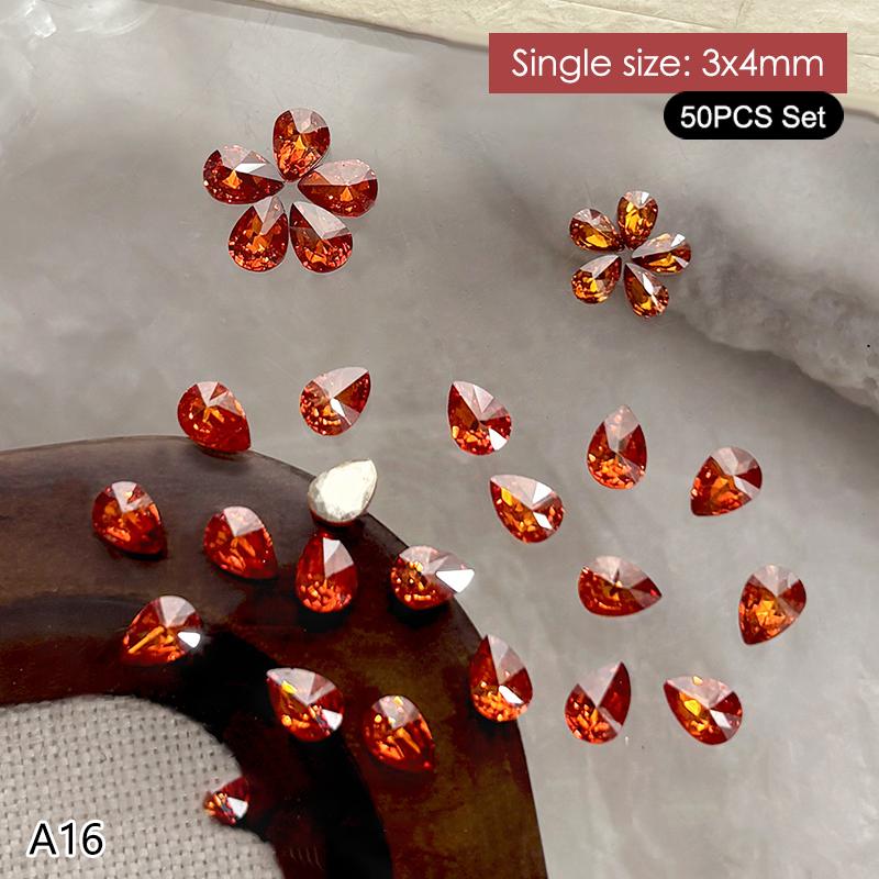 50 Stück Mehrfarbige Mini-Wassertropfen Zirkon Nail Art Strasssteine 3D Flachboden Kristallsteine Maniküre Dekoration