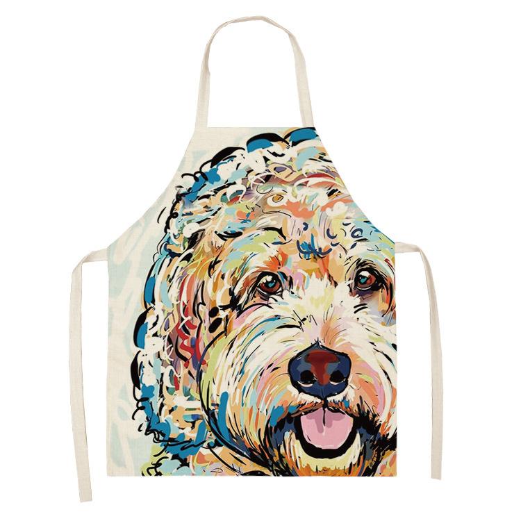 Hot Sale Cartoon Anime Pet Dog Dog Sleeveless Apron Drawing Graffiti Kitchen Anti-fouling Creative Linen Apron