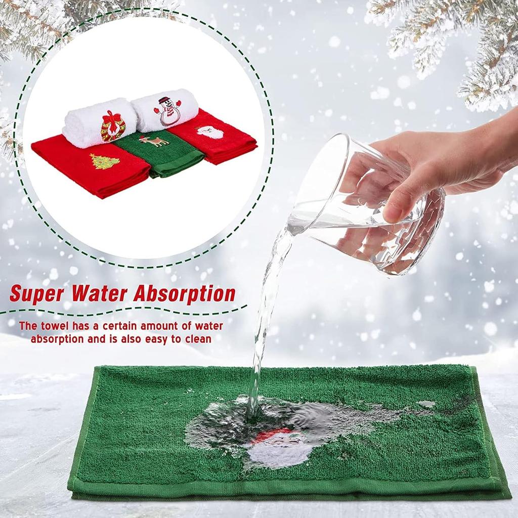 New Year Towel Classic Solid Xmas Tree/Snowman/Santa Claus Embroidery Bath Towel 45x32cm Christmas Hand Towels