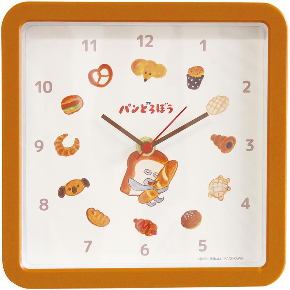 

T S FACTORY Bread Thief Square Wall Clock, Brown