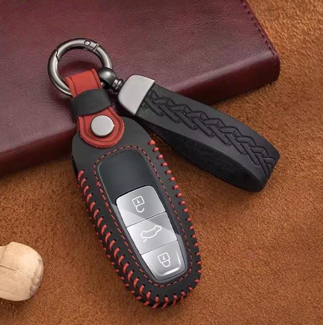 

Кожаный чехол-держатель для ключа автомобиля для A8 A7 A6 A4 A3 B9 C8 S7 4K D5 S8 Q7 Q8 SQ8 E-tron 2018 2019 2020 2021 Аксессуары чёрный