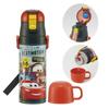 Children's Water Bottle, 2-Way, 470ml (Direct Drink) or 430ml (Cup), Disney Cars 24, Boys, Stainless Steel, Insulated, Lightweight, Sports Bott