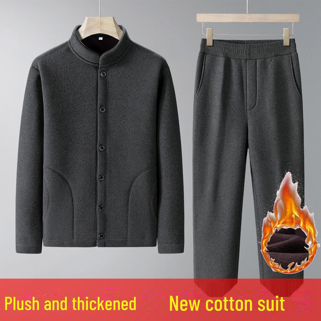 Herren 2024 Winter Warm Velvet Sportswear Dreiteiliger Anzug für mittleres und älteres Alter