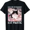 Help Save the Environment_ Eat Plastic – A Cute Cat Meme T-Shirt(1)