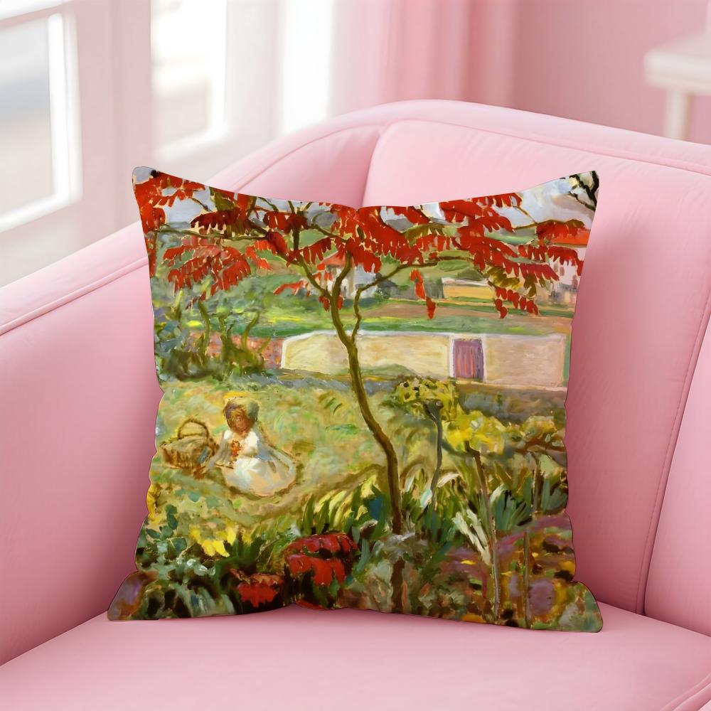 Art PPierre Bonnard Cushion Cover Pillow Case Soft Skin Friendly Fabric Comfort Concealed Zipper