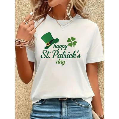 Europäische Größe Damen Freizeit-T-Shirt mit kurzen Ärmeln - Bedruckt, Lockerer Rundhalsausschnitt, Atmungsaktives Medium-Stretch-Gewebe, Maschinenwaschbar