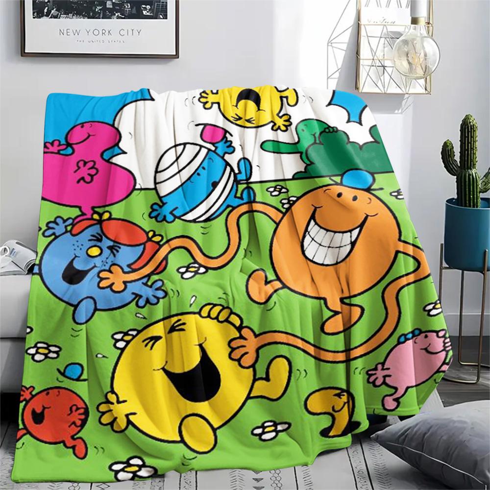 1PC Mr. Men Little Miss Patterned Flannel Blanket Suitable For All Seasons for Home Decor Warmth and Comfort Gifts Holiday Present