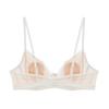 French Pure Desire Sexy Underwear Big Chest Showing Small Rabbit Ear Cup Large Size Bra Mesh Embroidery Contrasting Color Lace Bra Cover