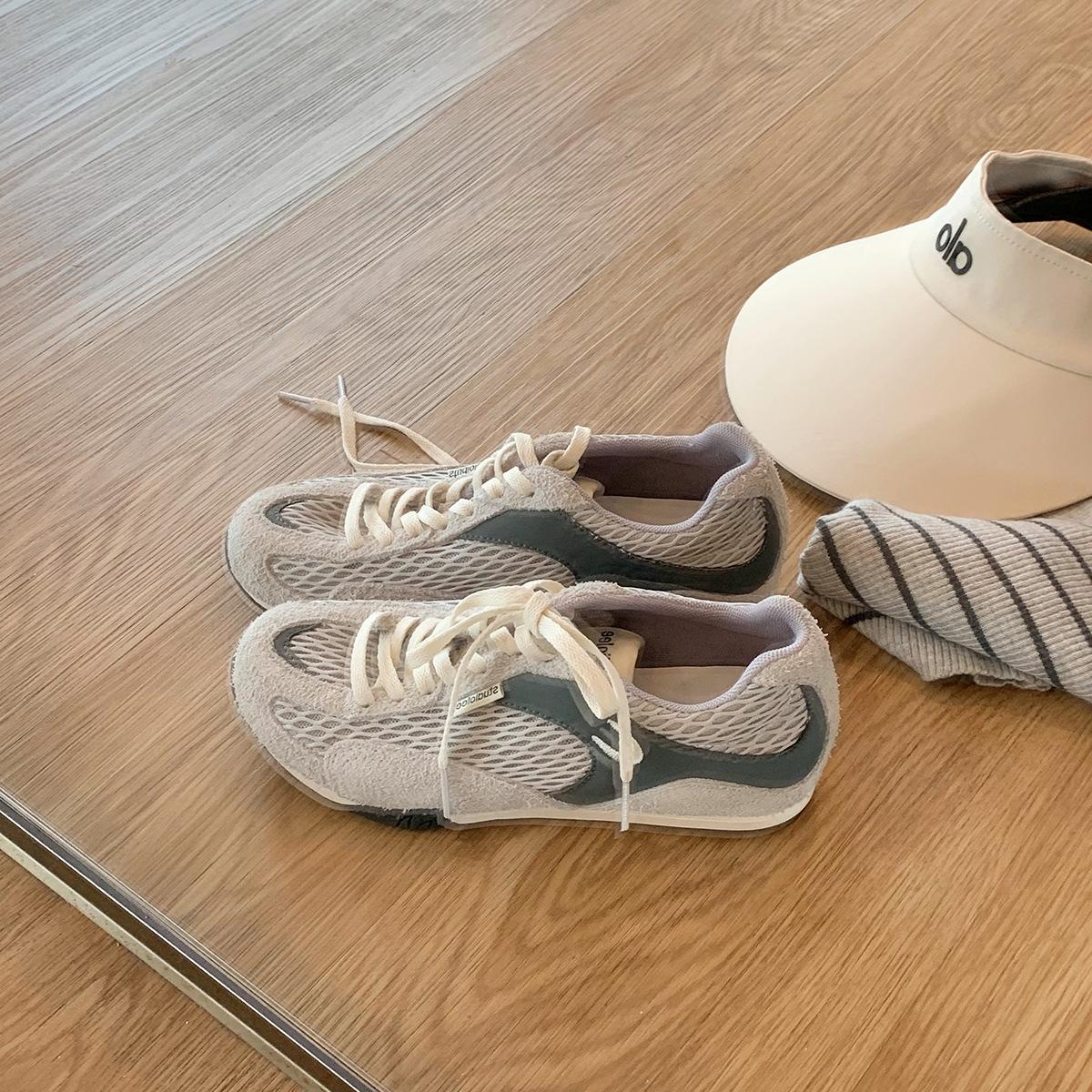 

Mi You, height increase of 4cm~ mesh breathable sports and leisure shoes splicing contrasting color versatile lace-up Forrest Gump training shoes wo 35 бежевый