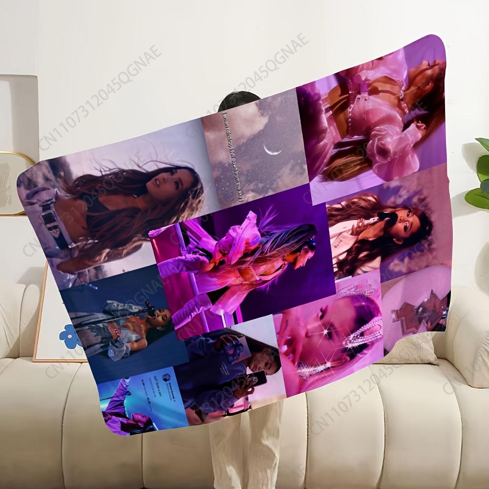 Custom 1Pc Ariana Grande Throw Blanket - Soft Flannel All-Season Luxury Blanket With Purple-Pink Stage Outfits, Machine Washable