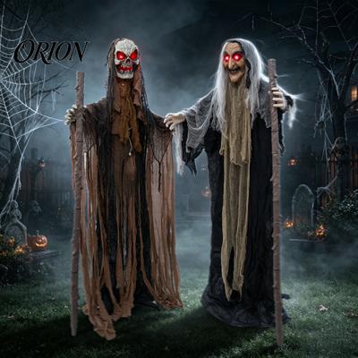 Aktywowane dźwiękiem Postacie Duchów Halloweenowe Straszne Animatroniki Dekoracja Czarownicy, Stojące z Strasznymi Akcesoriami do Tajnego Pomieszczenia Głos, Ruch Horroru, Podświetlane